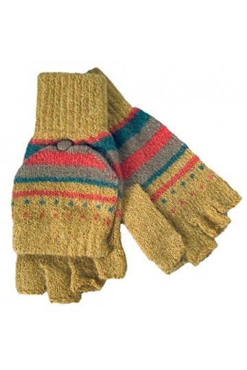 Purple Possum® Mitaines convertibles pour femme en laine mélangée Angora Bleu Rose Vert Rayures