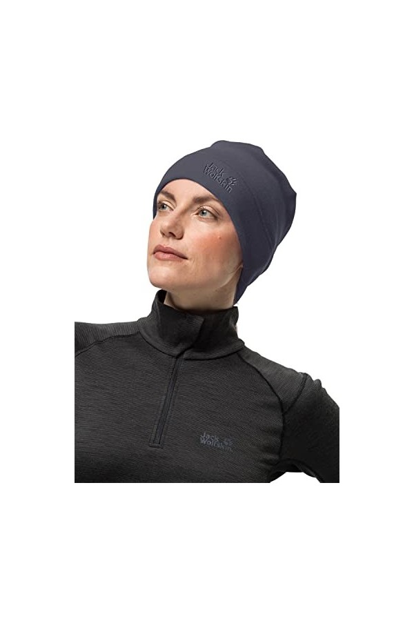 Jack Wolfskin Casquette Real Stuff Bonnet, Bleu Nuit, Taille Unique Mixte