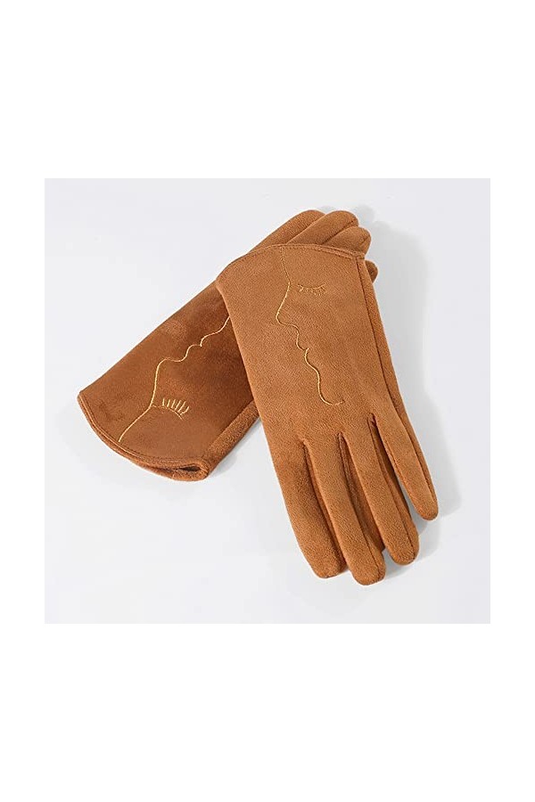 zhaohupinpai Écran Tactile de Broderie Abstraite Mignon Plus des Gants de Velours, des Gants Doux Coupe-Vent à la Mode pour D