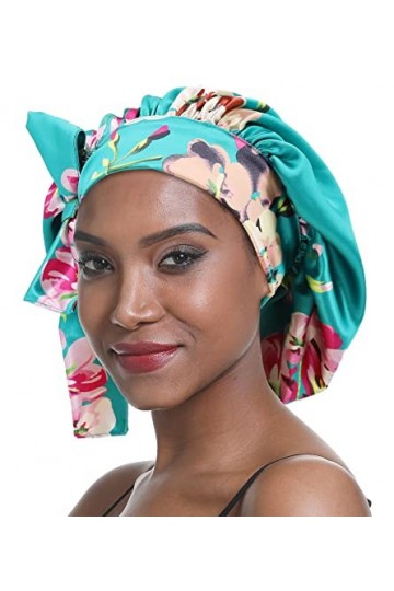 SENGTERM Bonnet de Nuit en Soie Femme aux Cheveux Bonnet en Satin Large Bande Soyeuse élastique à Double Couche pour Femmes N