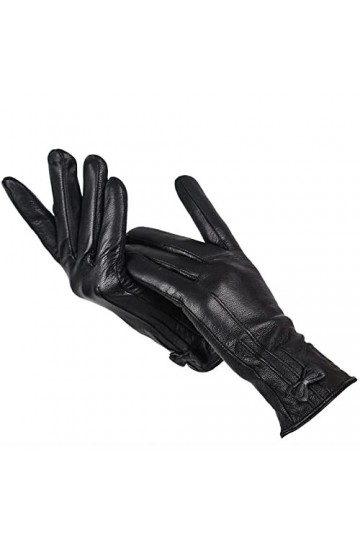 Femme Gants Gants En Cuir DHiver Petit Papillon Parure Gants En Cuir Femmes Gants En Peau De Mouton Noir Pour Femmes Noir 7