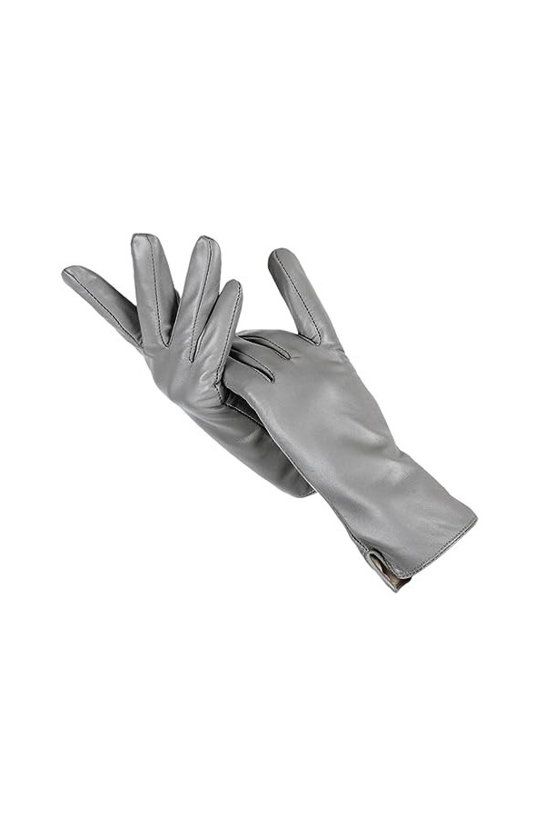 Dndrdhfb Gants courts en cuir synthétique pour femme - Gris - Taille 7,5