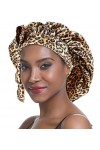 SENGTERM Bonnet de Nuit en Soie Femme aux Cheveux Bonnet en Satin Large Bande Soyeuse élastique à Double Couche pour Femmes N