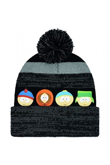 South Park Bonnet dhiver tricoté en acrylique avec manchette et pompon, multicolore, taille unique, multicolore, Multicolore