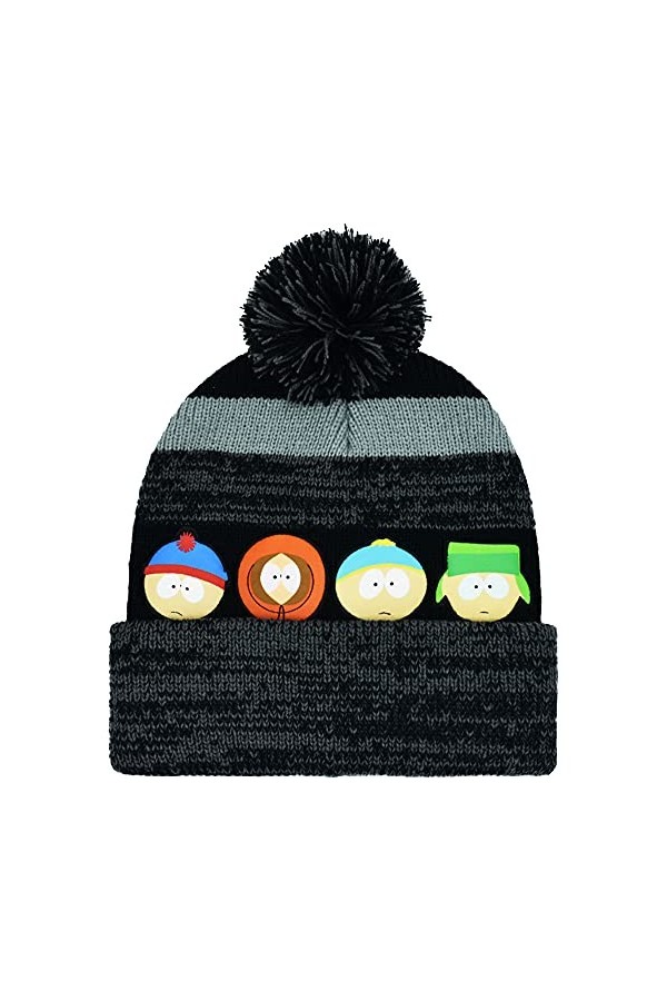 South Park Bonnet dhiver tricoté en acrylique avec manchette et pompon, multicolore, taille unique, multicolore, Multicolore