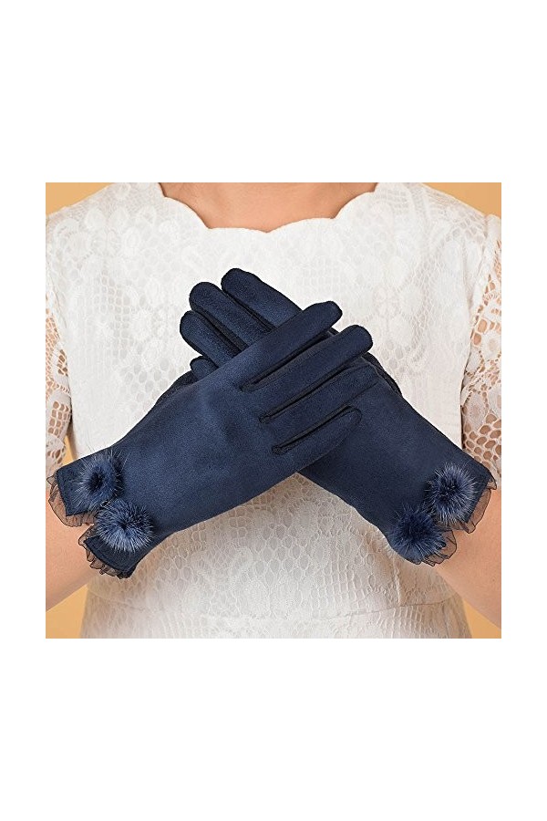 wrtgerht Gants Mitaines Combo avec Poche Femmes Velours Chaud Gant Doux Poignet épais Gants Mitaines Hommes Hiver Chaud Gants