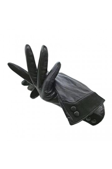 Gants DHiver Gants DHiver Pour Dames Poignet En Peau De Mouton Gants En Cuir Véritable Gants Noirs En Cuir Doublure En Pola