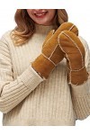 YISEVEN Femme Hiver Nouveau Gants en Moufles en Cuir Peau de Mouton Véritable Mérinos Chaud Épaisse Fourrure Doublée Thermiqu