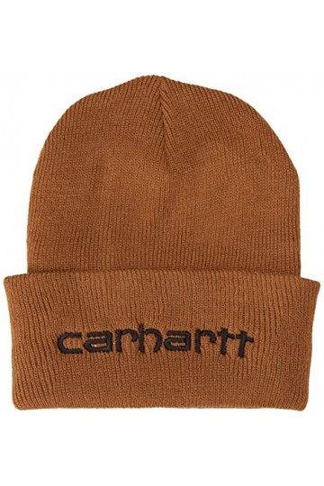 Carhartt Bonnet tricoté isolé pour Homme avec Logo Graphique et enveloppe, Gris, Taille Unique