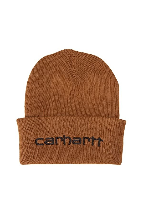 Carhartt Bonnet tricoté isolé pour Homme avec Logo Graphique et enveloppe, Gris, Taille Unique
