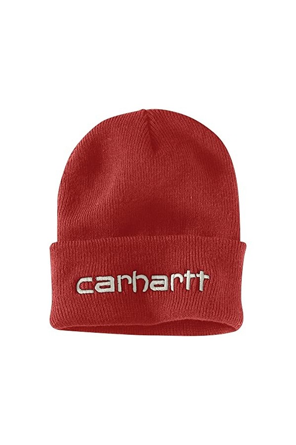 Carhartt Bonnet tricoté isolé pour Homme avec Logo Graphique et enveloppe, Gris, Taille Unique