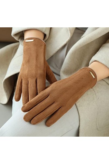 Gants Gloves Moufles Hiver Homme Femme Gants De Conduite À Écran Tactile en Cuir Suédé Chaud pour Femme