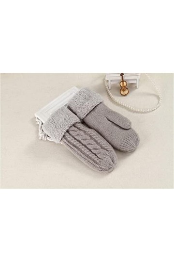 Gants Gloves Moufles Hiver Homme Femme Mitaines À Fleurs Torsadées Tricotées À La Mode pour Femmes Onesize Lightgray