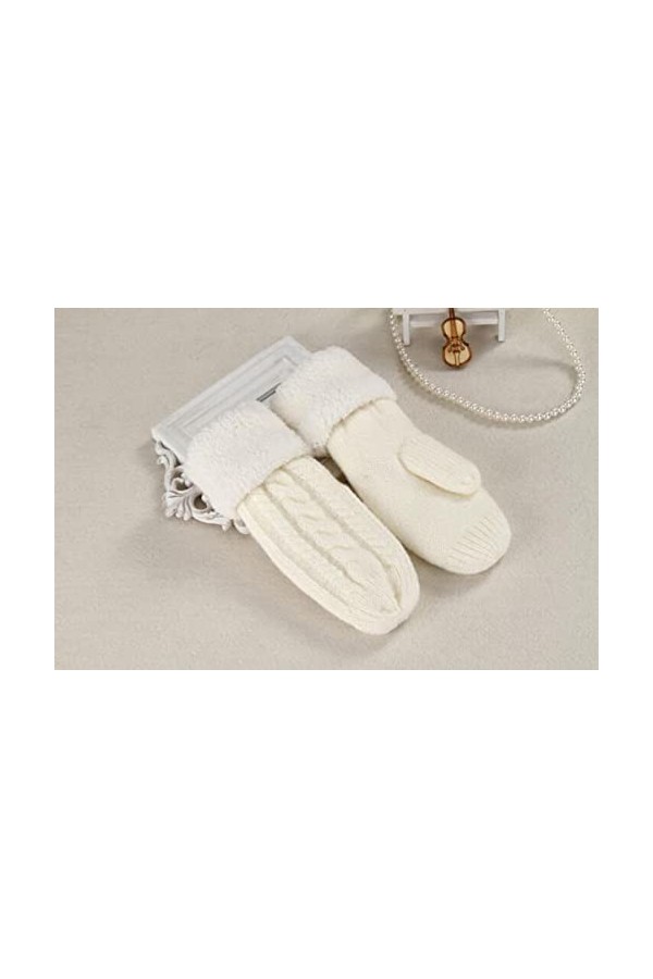 Gants Gloves Moufles Hiver Homme Femme Mitaines De Fleurs Torsadées Tricotées Cerf Dessin Animé Femelle Onesize Lightgray