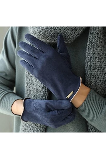 Gants Gloves Moufles Hiver Homme Femme Gants De Conduite À Écran Tactile en Cuir Suédé Chaud pour Femmes, Gants DÉquitation 