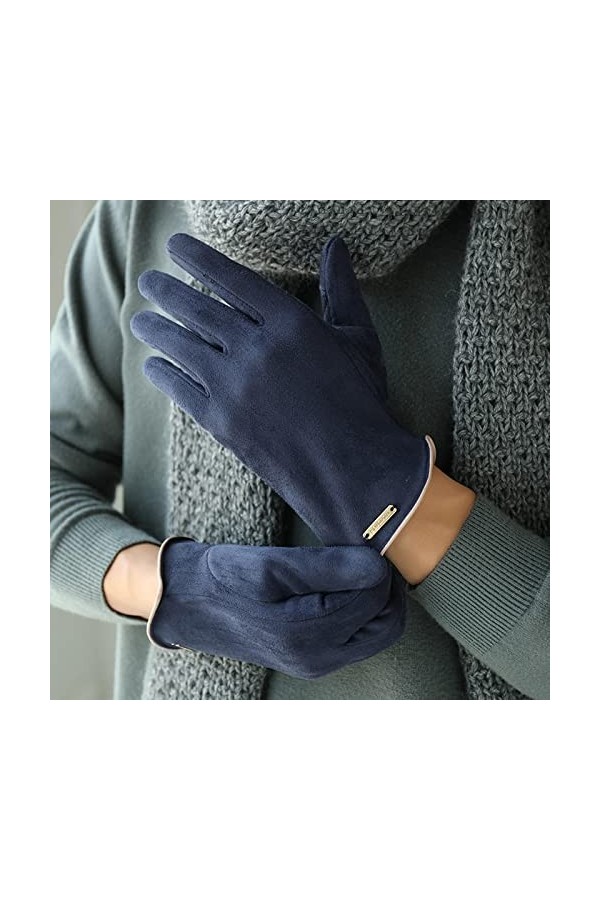 Gants Gloves Moufles Hiver Homme Femme Gants De Conduite À Écran Tactile en Cuir Suédé Chaud pour Femmes, Gants DÉquitation 