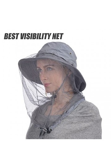 USHAKE Chapeau de safari avec moustiquaire dissimulée - - taille unique