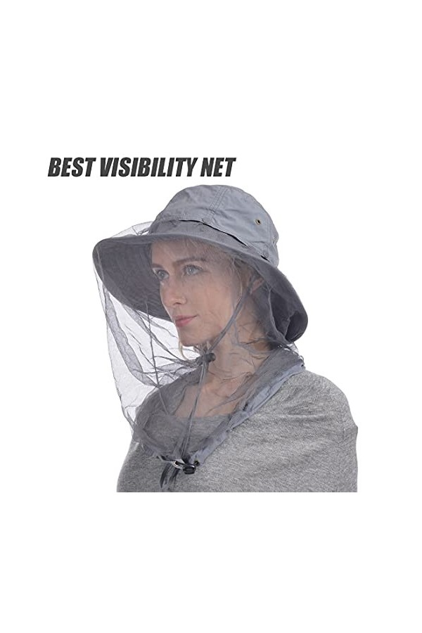 USHAKE Chapeau de safari avec moustiquaire dissimulée - - taille unique