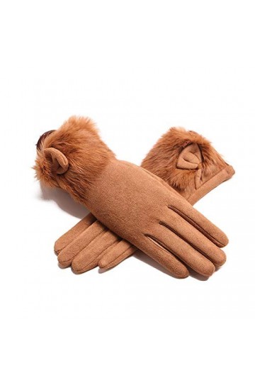 Gants Gloves Moufles Hiver Homme Femme Gants De Poignet en Peluche Bowknot en Daim pour Femmes Gants De Conduite À Écran Tact