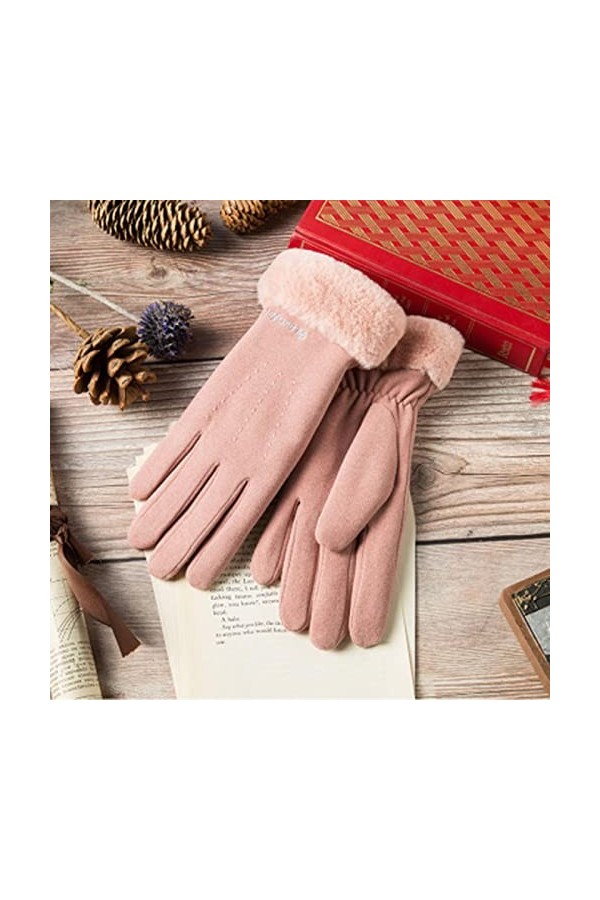Gants Gloves Moufles Hiver Homme Femme Gants Chauds À Écran Tactile pour Femmes, Boutons Coupe-Vent Épais Et Velours pour Fem