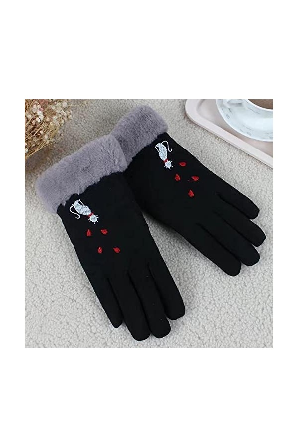 Gants Gloves Moufles Hiver Homme Femme Poignet en Peluche Double Épaisseur pour Femmes, Gants De Cyclisme Mignons Et Chauds, 