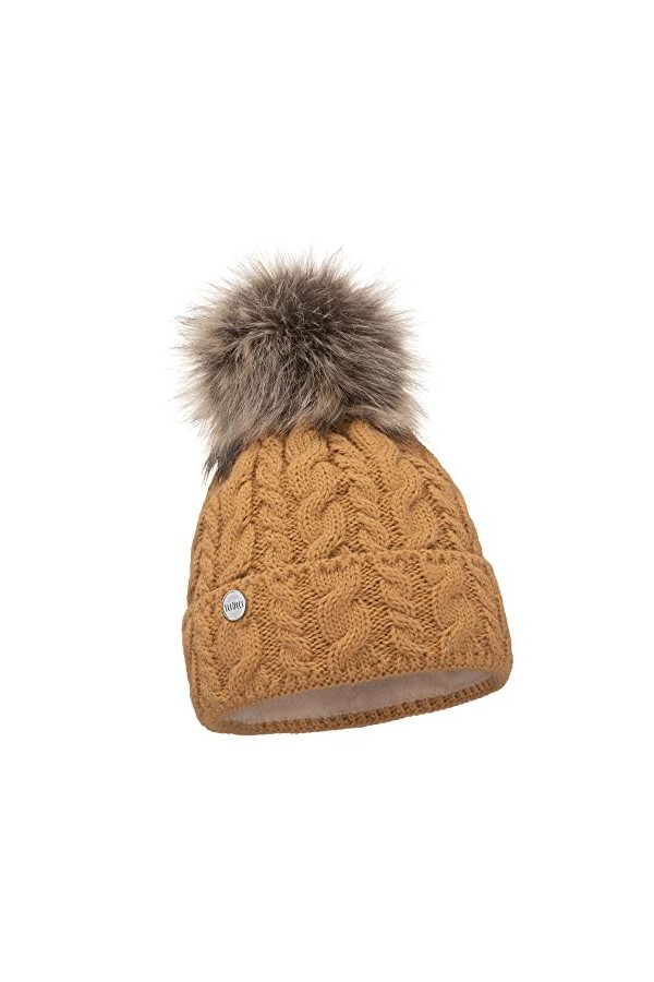 ELIMELI® Bonnet dhiver chaud en tricot avec pompon - Pour femme - Fabriqué dans lUE - 15568, pétrole, Taille unique