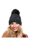 ELIMELI® Bonnet dhiver chaud en tricot avec pompon - Pour femme - Fabriqué dans lUE - 15568, pétrole, Taille unique