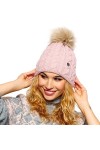 ELIMELI® Bonnet dhiver chaud en tricot avec pompon - Pour femme - Fabriqué dans lUE - 15568, pétrole, Taille unique