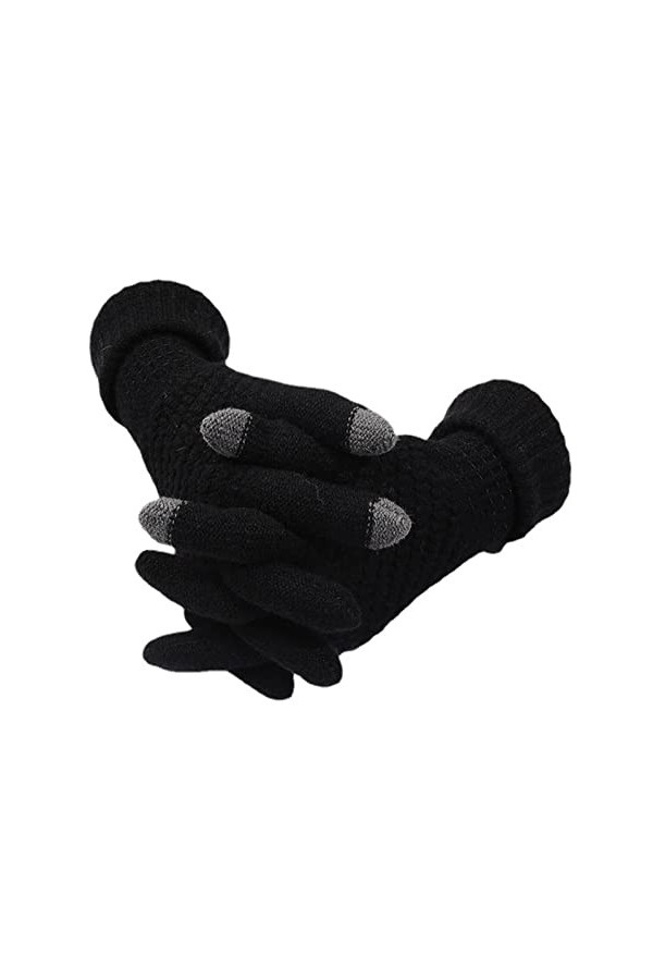 BEQUAH Gants 2 paires de gants tendance pour femmes, automne hiver, mitaines chaudes en fourrure mignonnes moufles à doigts c