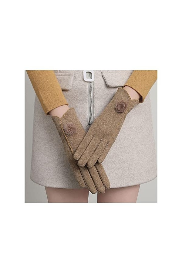 MASKIS Femme Gants Chauds Hiver Velours Épais Peluche Boules De Poils Dentelle Doigt Complet Gant Cyclisme Coupe Vent Ecran T