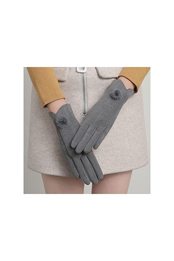 MASKIS Femme Gants Chauds Hiver Velours Épais Peluche Boules De Poils Dentelle Doigt Complet Gant Cyclisme Coupe Vent Ecran T