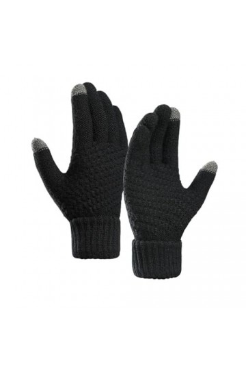 ERICAT Gants chauds dhiver for écran tactile, mitaines tricotées extensibles en laine, Guantes à doigt complet, gant au Croc