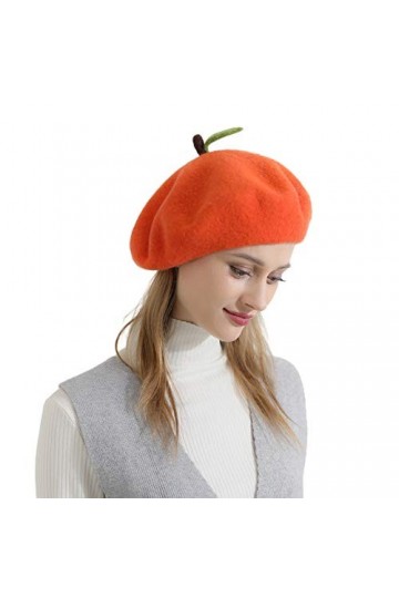 Zasy Femmes Chapeau dhiver Classique Béret en Laine Bonnet Français Casquette en Feutre À La Main Poisson Rouge 
