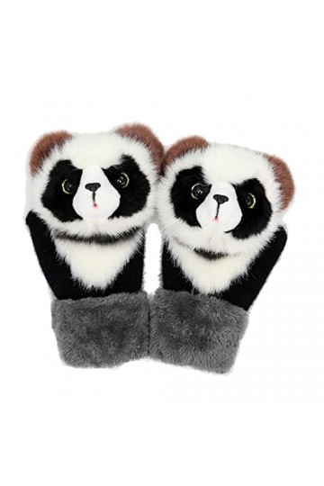 ELizoop Gants dhiver pour femmes - Moufles danimaux mignons Doigts entiers faits à la main Peluche tricotée Moufles chaudes