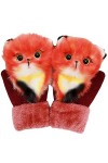 ELizoop Gants dhiver pour femmes - Moufles danimaux mignons Doigts entiers faits à la main Peluche tricotée Moufles chaudes