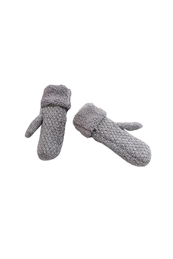 Gants thermiques moufles - Gants tricotés dhiver de couleur unie - Gants tricotés chauds pour femmes avec doublure en peluch