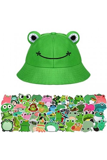 Syhood Chapeau de Seau de Grenouille ou Chapeau de Seau en Coton Chapeau de Pêche Pliable à Bord Large dÉté Extérieur Chapea