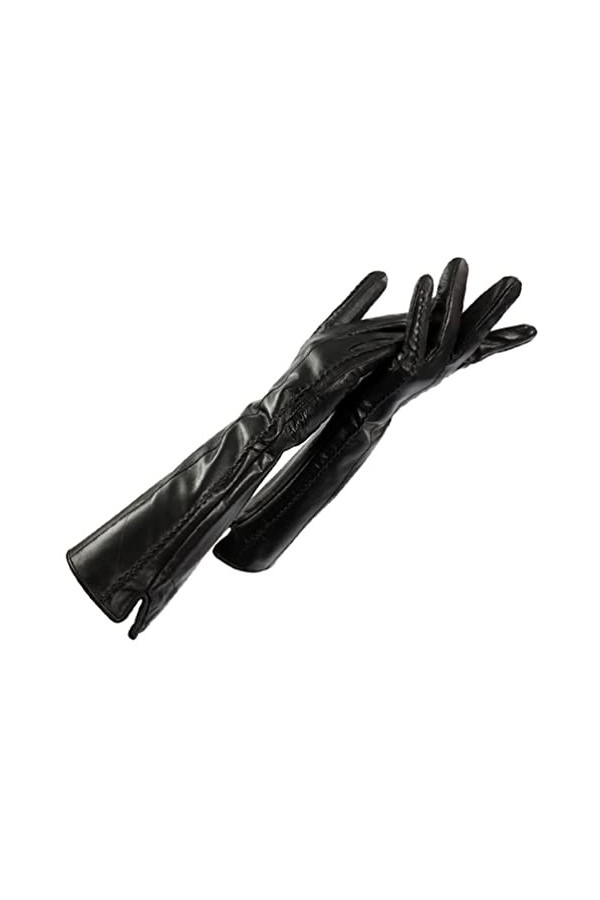 TJOIUY Gants dhiver Hiver Femmes Mode Bras Manches extérieur Chaleur Peluches Doublure en Cuir véritable Mitaines Femme Long