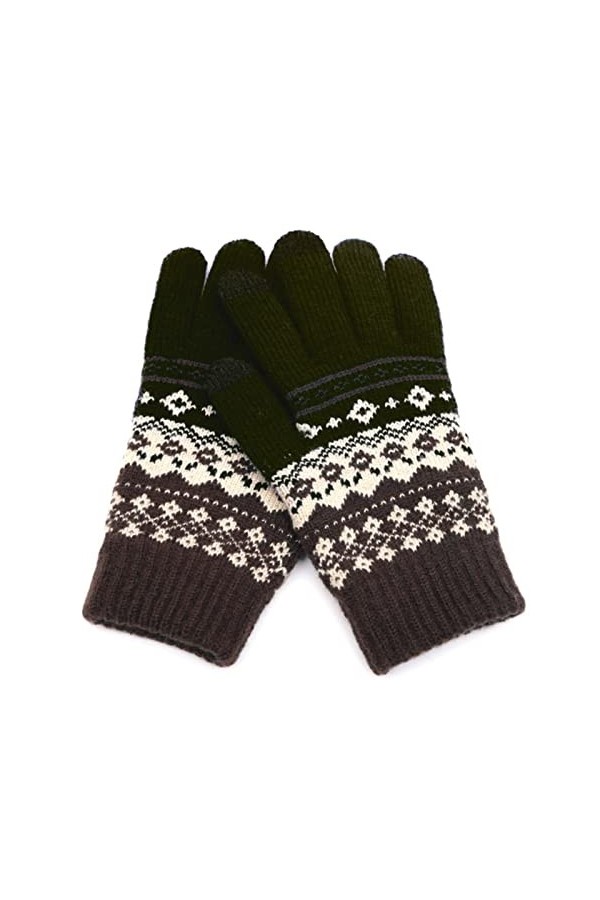 HIHELO Gants dhiver chauds pour femmes en laine synthétique imprimée gants pour écran tactile moufles pour hommes pour télép