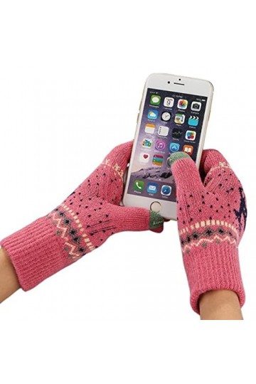 HIHELO Gants dhiver chauds pour femmes en laine synthétique imprimée gants pour écran tactile moufles pour hommes pour télép