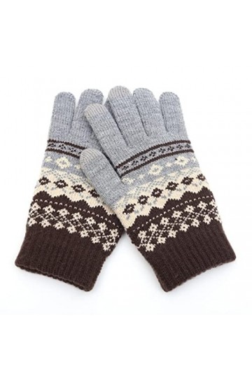 HIHELO Gants dhiver chauds pour femmes en laine synthétique imprimée gants pour écran tactile moufles pour hommes pour télép
