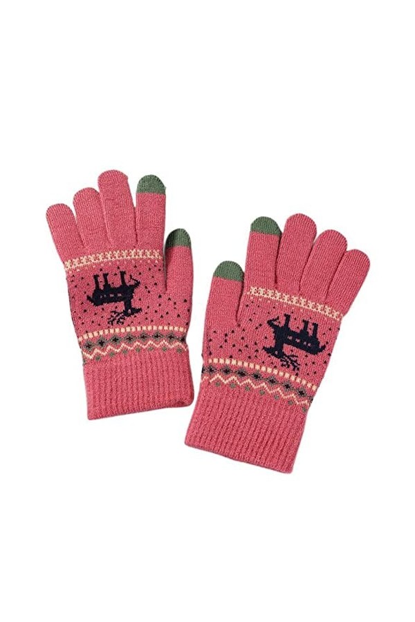 HIHELO Gants dhiver chauds pour femmes en laine synthétique imprimée gants pour écran tactile moufles pour hommes pour télép