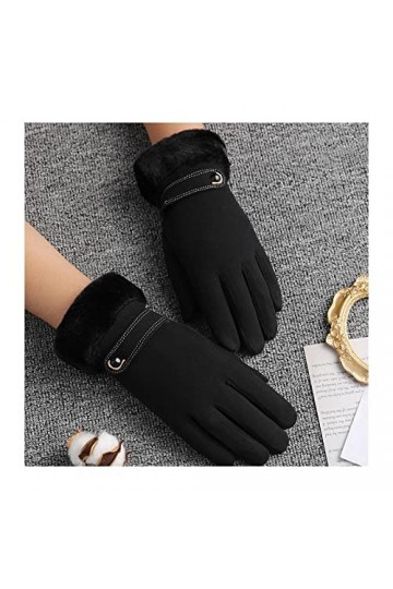 MASKIS Gants Chauds pour Femmes Bouton dhiver Écran Tactile Conduite Moufles de Ski Cuir suédé Double Couche Poignet en Pelu