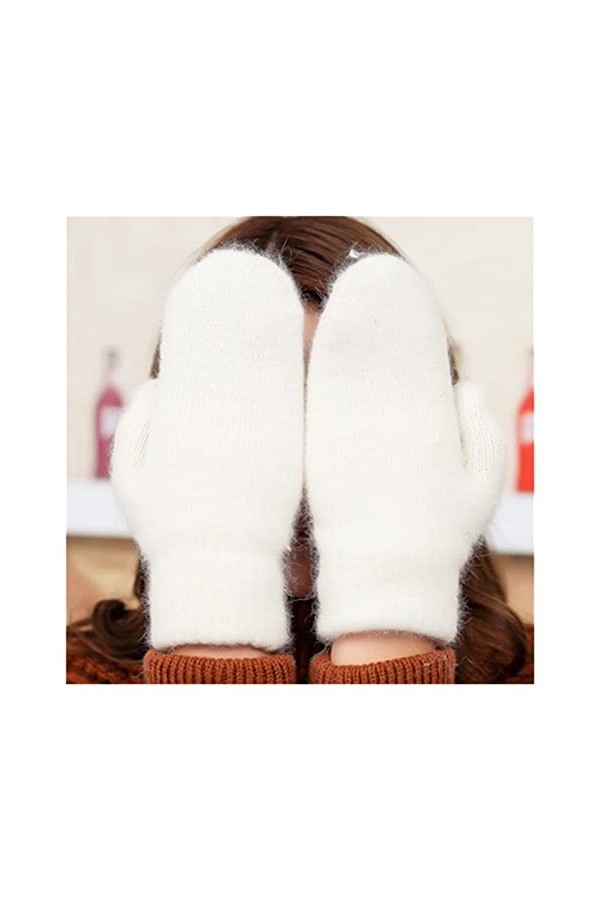 JSJJEDC Mitaines de Fourrure de Lapin dautomne et dhiver for Hommes, Double Couche de Femme et Gants Chauds en Molleton Co