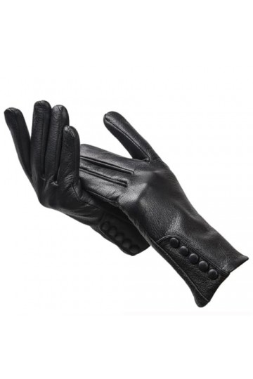 Dninmim Gants dhiver chauds en cuir avec boucle latérale pour femme, Gants pour écran tactile., ^