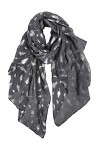 DAMILY Femmes Argent Plume Paillette Imprimé Écharpe Foil Print Foulard Wraps Daily Châle Rose Gris Rouge 