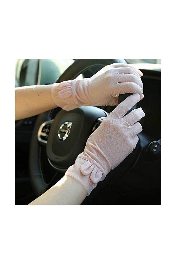 BJTYHT Gants de Protection Solaire Section Mince Anti-UV de Soie de Soie Respirant Gant de Protection Solaire de Voiture de c