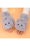 EdirFtra Hiver Mignon Mesdames Stretch Oreilles De Chat Flip Mitaines Demi Doigt Gants Mitaines De Laine Gants pour Dames Ta