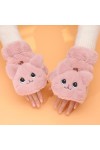 EdirFtra Hiver Mignon Mesdames Stretch Oreilles De Chat Flip Mitaines Demi Doigt Gants Mitaines De Laine Gants pour Dames Ta