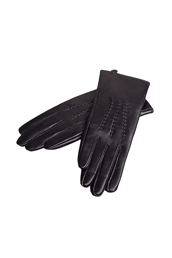 Femme Gants Gants En Cuir Véritable Pour Femmes Hiver Chaud Gants En Peau De Mouton Noir Doigt Écran Tactile Noir S